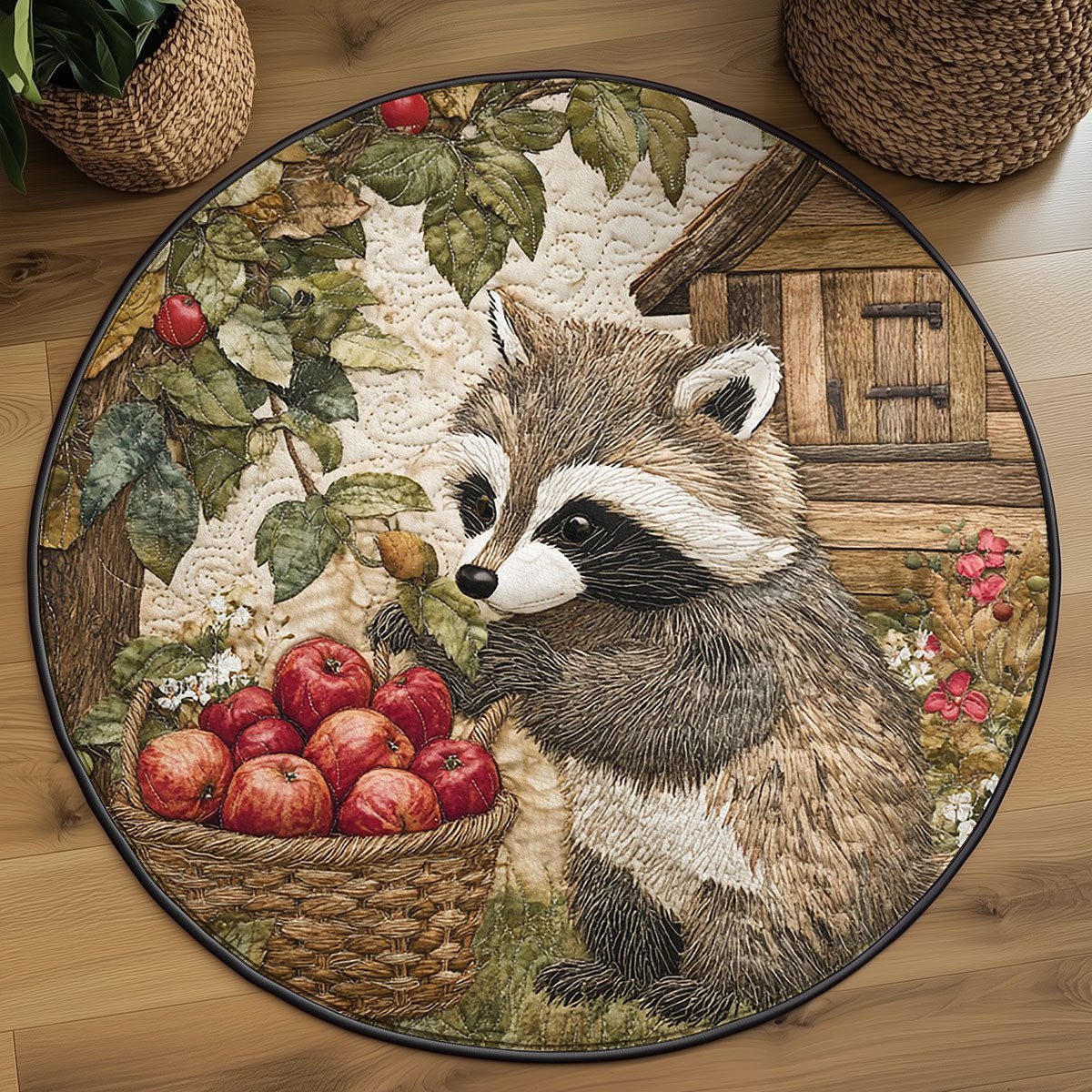Red Apple Mischief WJ1406045CL Quilted Round Mat