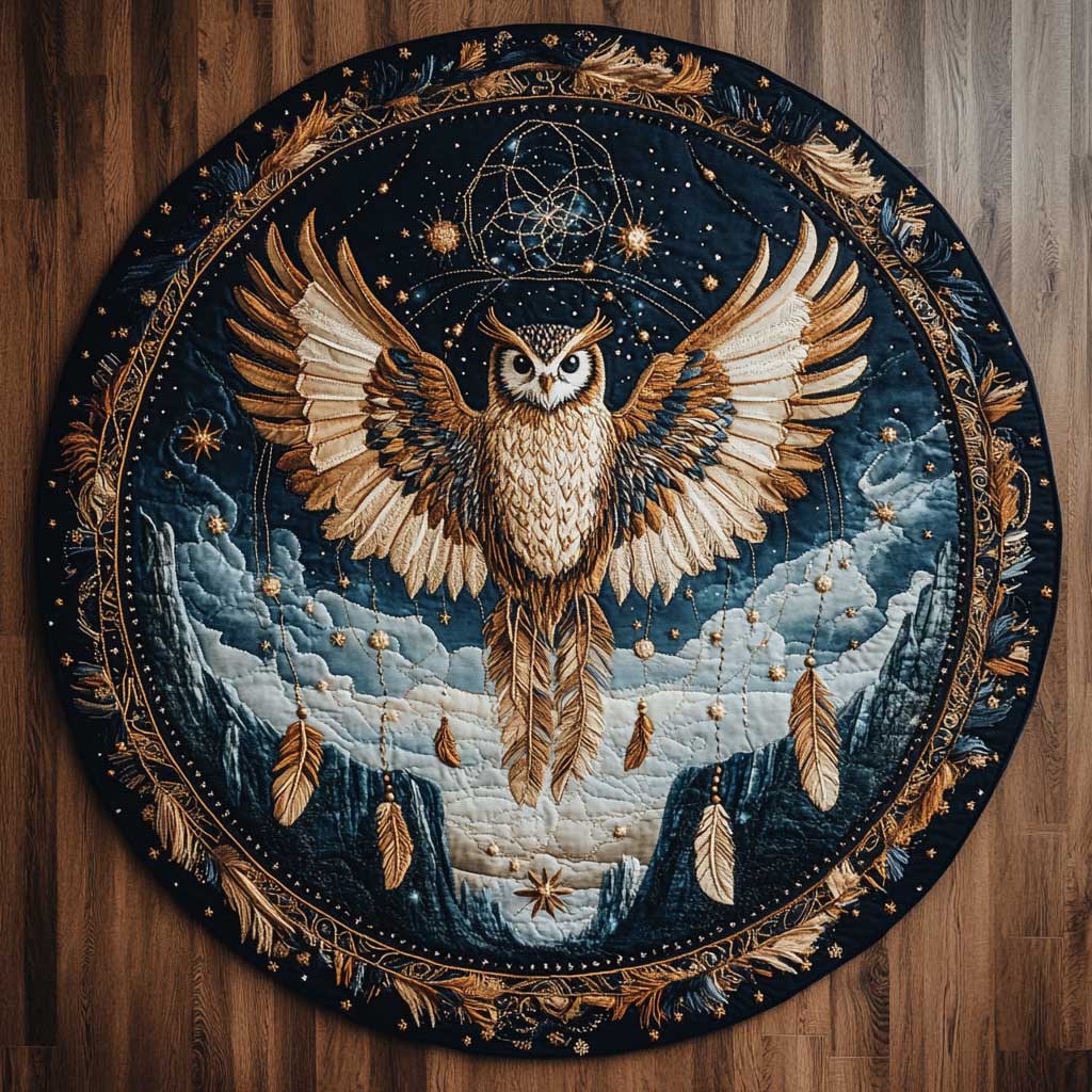 Twilight Owl WN2404064CL Quilted Round Mat