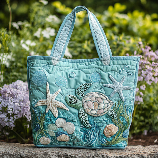 Turtle Coral Dance CW0110019CL Quilted Tote Bag