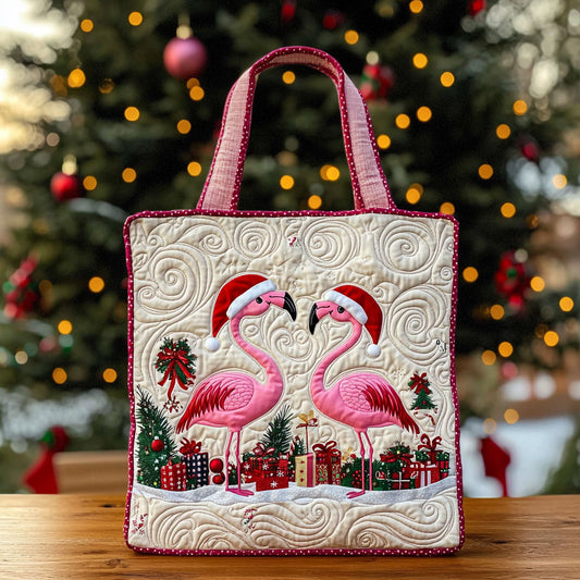 Christmas Flamingo QA0412033CL Quilted Tote Bag