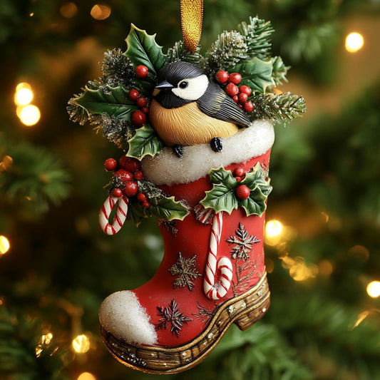 Festive Chickadee WN2210017CL Christmas Ornament