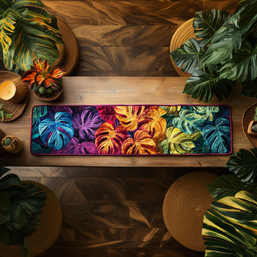 Midnight Monstera WN0307102CL Quilted Table Runner