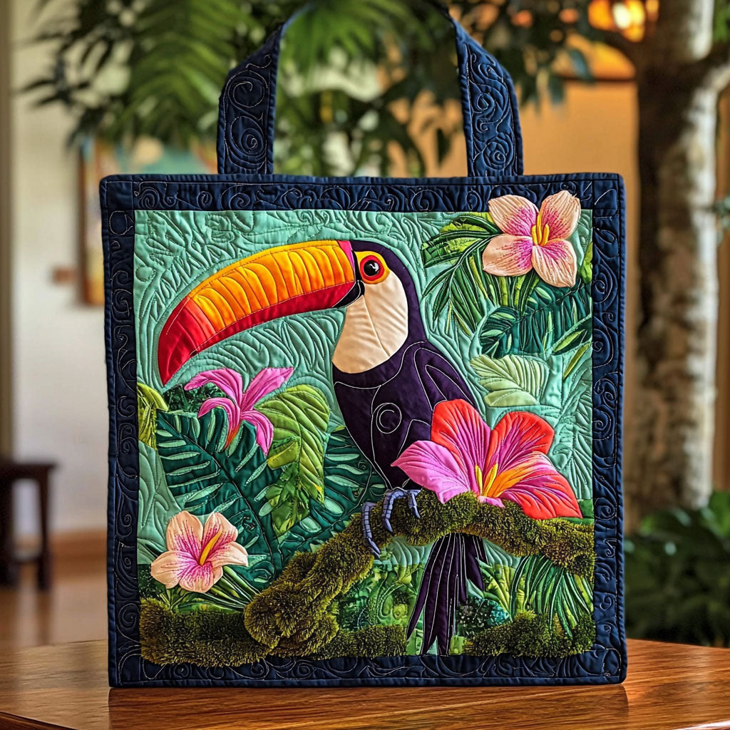 Vibrant Tropical Toucan QA0712029CL Quilted Tote Bag