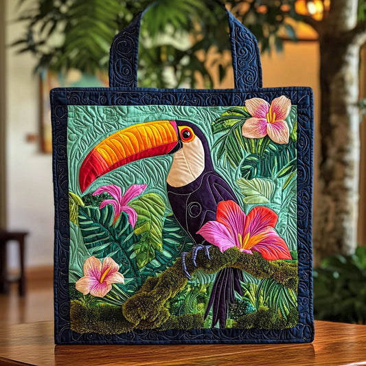 Vibrant Tropical Toucan QA0712029CL Quilted Tote Bag