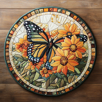 Butterfly Daisy WN3005007CL Quilted Round Mat