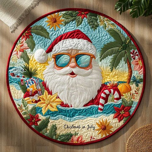 Santa On The Beach WN1605046CL Quilted Round Mat