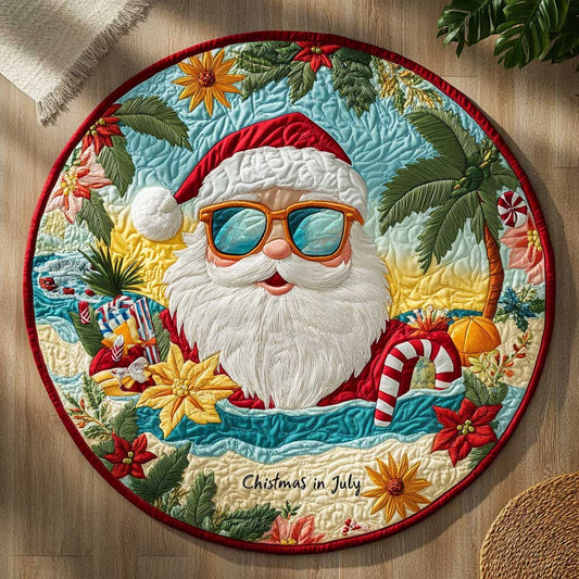 Santa On The Beach WN1605046CL Quilted Round Mat