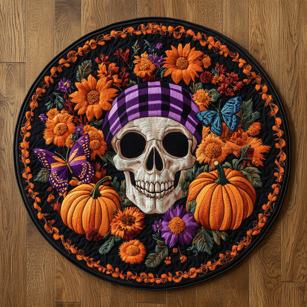 Obsidian Skull WN1308087CL Quilted Round Mat