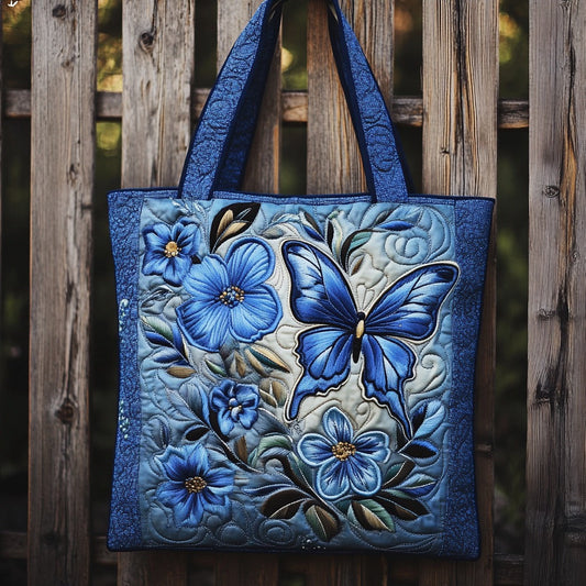 Blue Butterfly XR251101CL Quilted Tote Bag