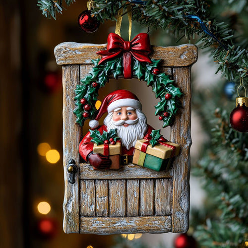 Santa Peek Window WN1811082CL Christmas Ornament