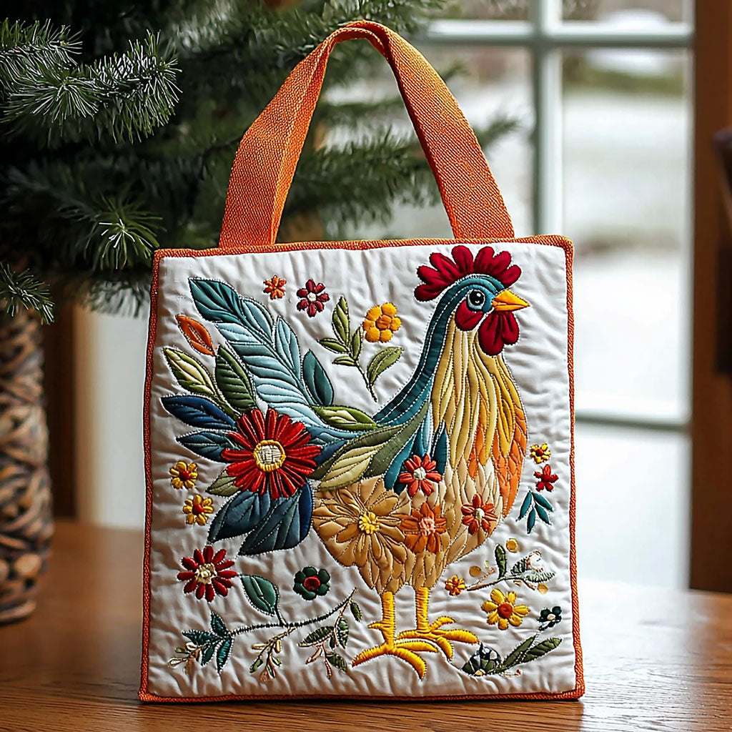 Floral Chicken QA0212010CL Quilted Tote Bag