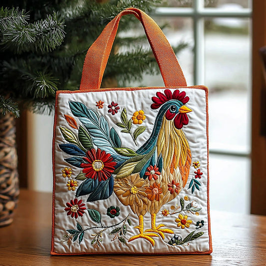 Floral Chicken QA0212010CL Quilted Tote Bag