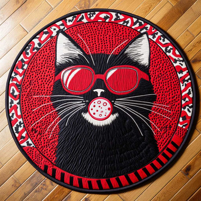Funky Cat WN2404045CL Quilted Round Mat