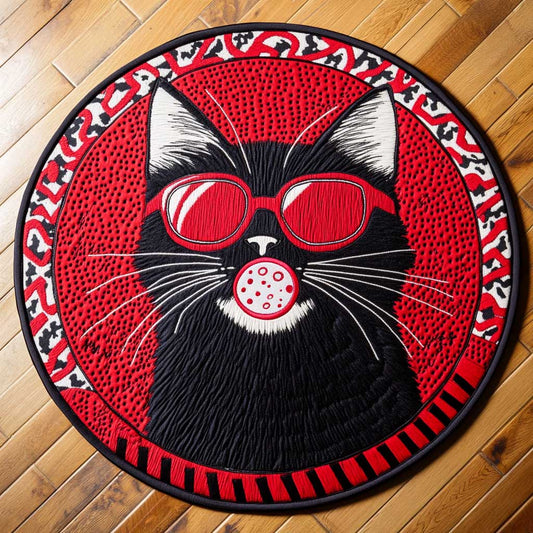 Funky Cat WN2404045CL Quilted Round Mat