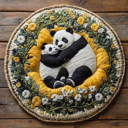 Panda Whimsy WN2805026CL Quilted Round Mat