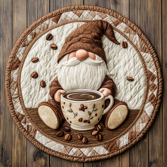 Morning Gnome Hug WN0807076CL Quilted Round Mat