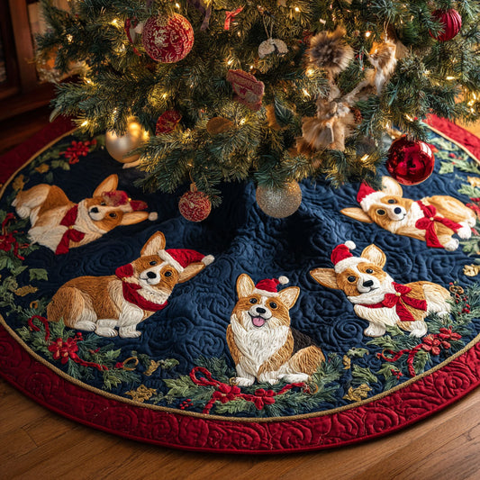 Corgi Cheer CW1410027CL Quilted Christmas Tree Skirt