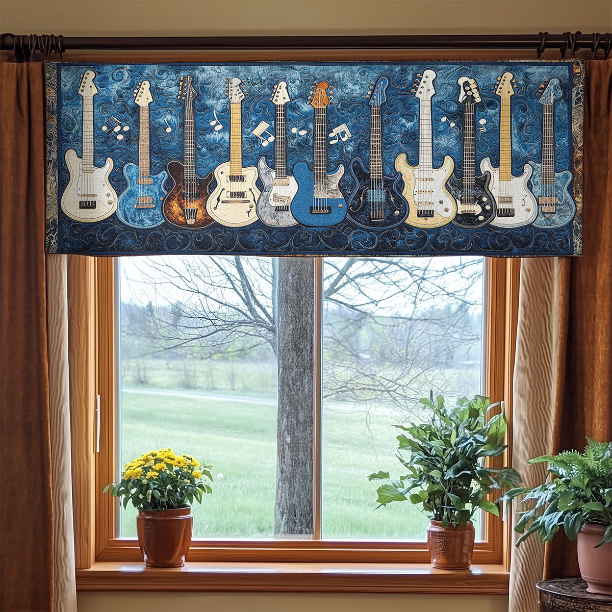 Guitar Flame WN0407109CL Quilted Valance