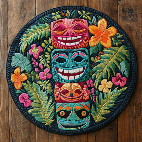 Tiki Palms WN3005042CL Quilted Round Mat