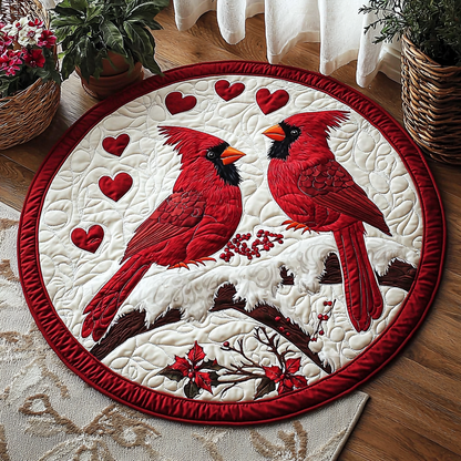 Cardinal Couple QA0112012CL Quilted Round Mat