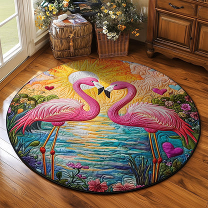 Sunset Flamingo WJ1604050CL Quilted Round Mat