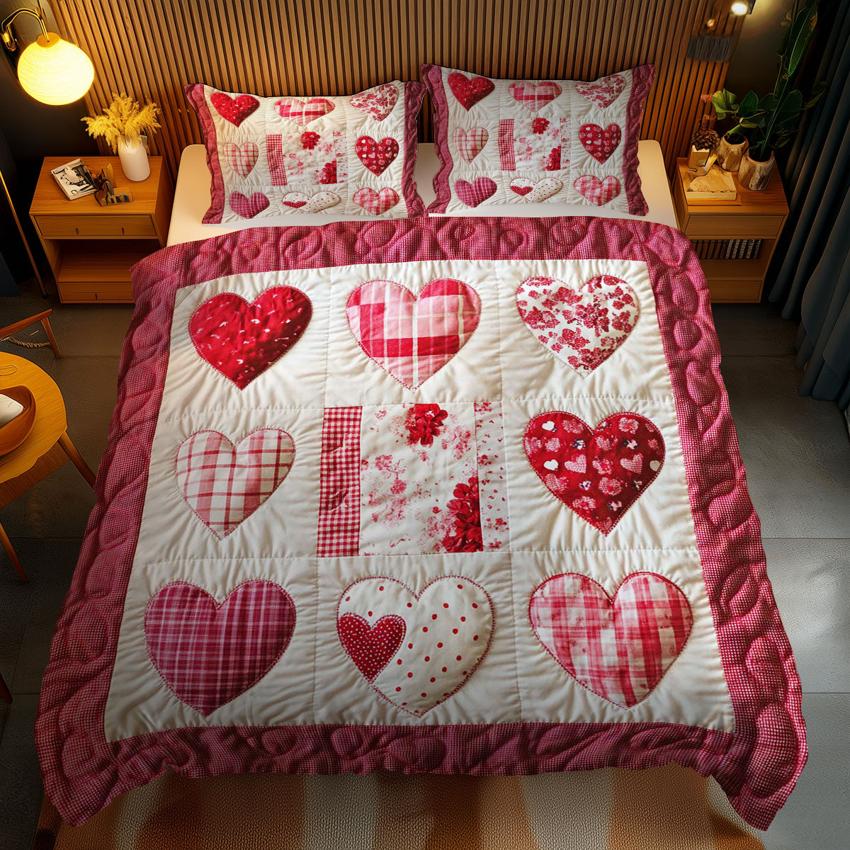 Patchwork Of Hearts WN1002075CL Duvet Cover Set