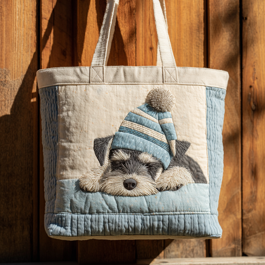 Sleeping Schnauzer XR0212046CL Quilted Tote Bag