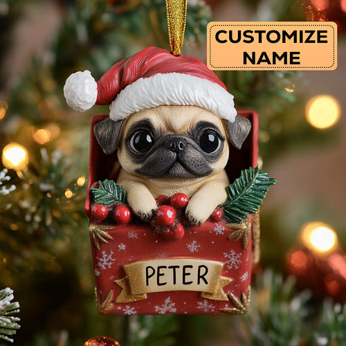 Pug Gift CW2411042CL Personalized Christmas Ornament