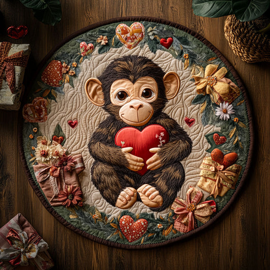 Monkey Love Hug WN1207049CL Quilted Round Mat