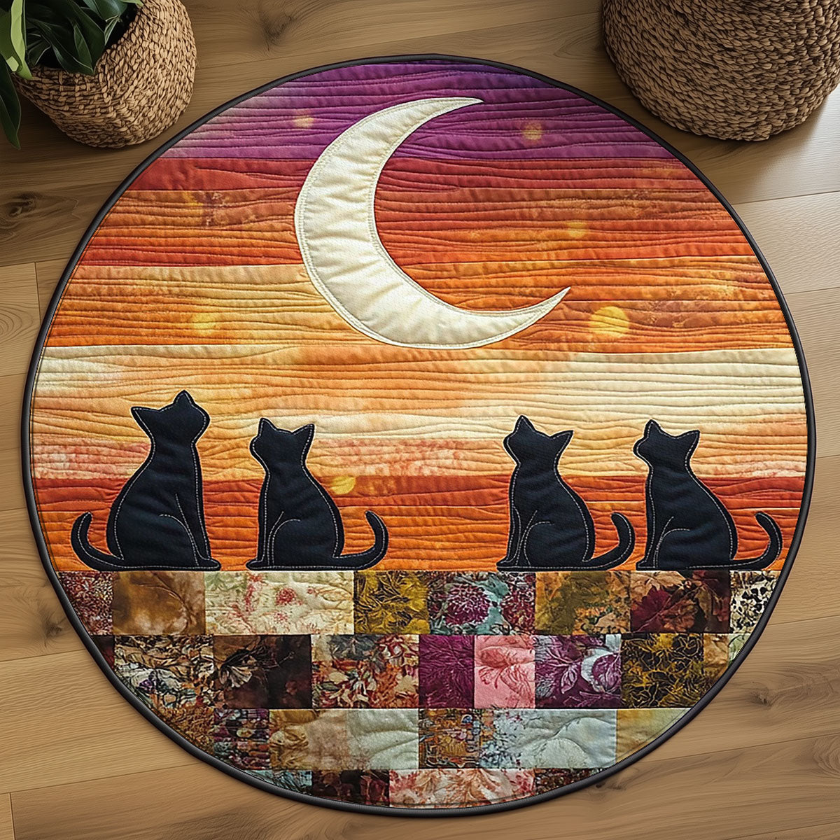 Stitching The Night WJ1707048CL Quilted Round Mat