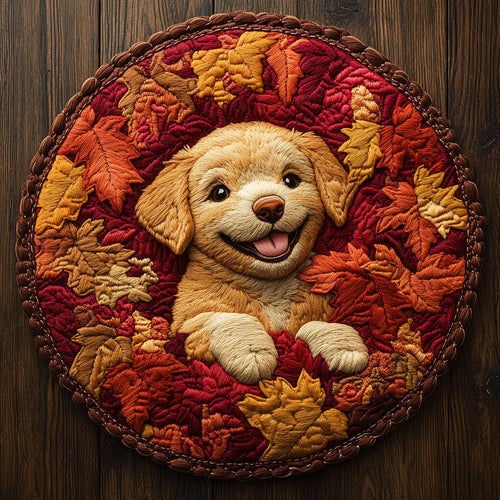 Leafy Dog Hug WN2406032CL Quilted Round Mat