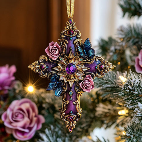 Purple Cross Charm CW1012056CL Christmas Ornament