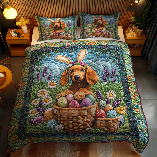 Floral Dachshund Easter WN1701122CL Duvet Cover Set