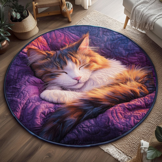 Dreamy Purple Cat WJ1301132CL Quilted Round Mat