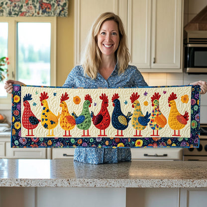 Colorful Chicken WJ2803034CL Quilted Table Runner