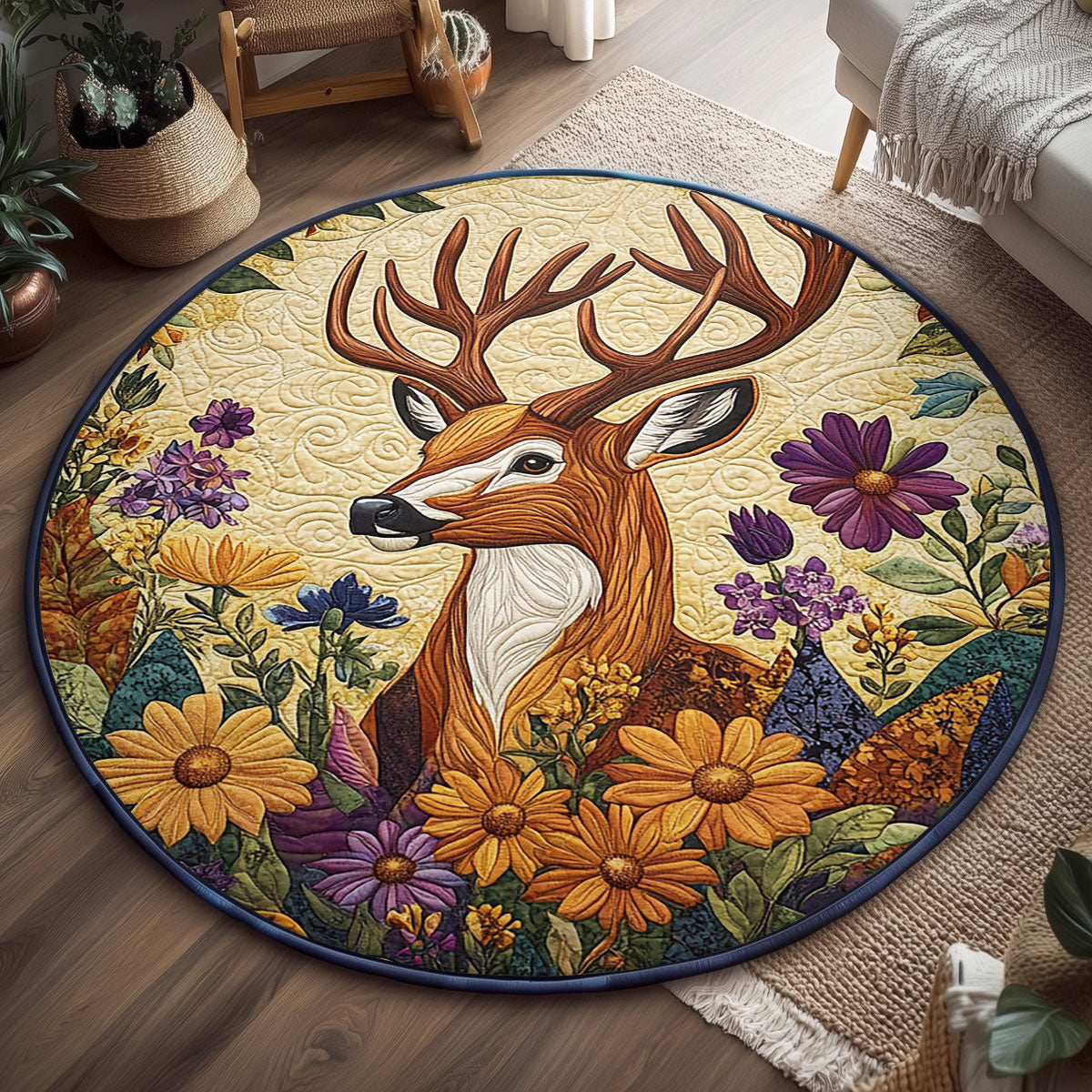 Woodland Majestic Deer WJ1704057CL Quilted Round Mat