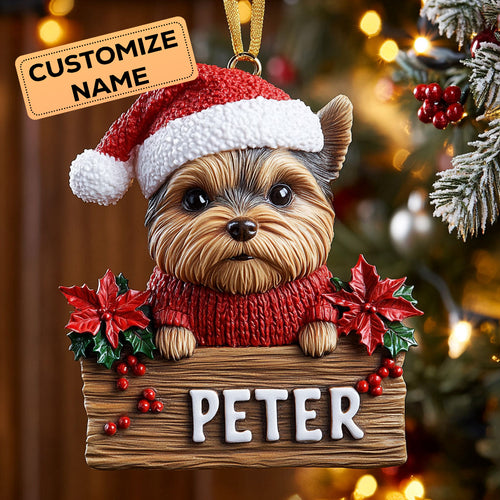 Yorkie Bless CW2110021CL Personalized Christmas Ornament