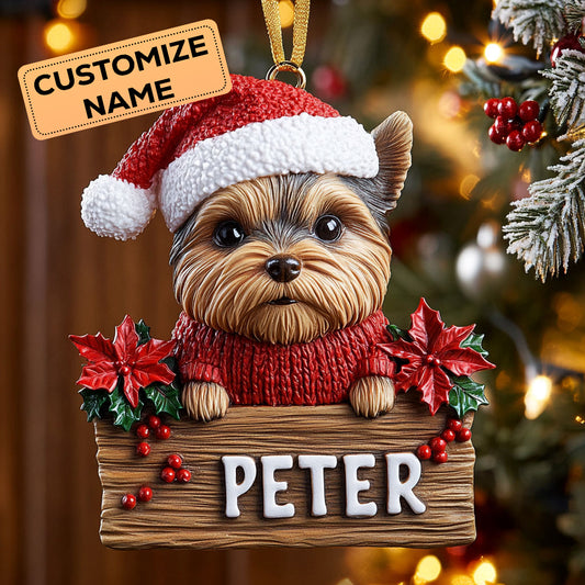 Yorkie Bless CW2110021CL Personalized Christmas Ornament