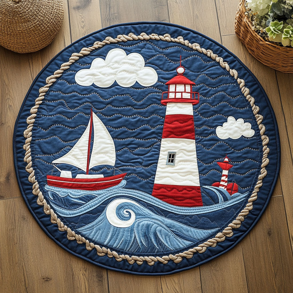 Lighthouse Story WN0307095CL Quilted Round Mat