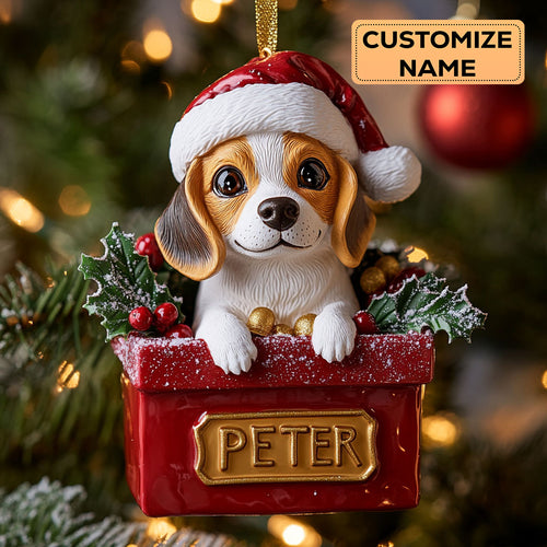 Beagle Present CW2411003CL Personalized Christmas Ornament