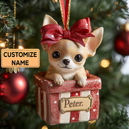 Merry Chihuahua CP2911037CL Personalized Christmas Ornament