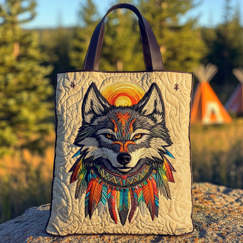 Fire Sky Wolf WN2910023CL Quilted Tote Bag