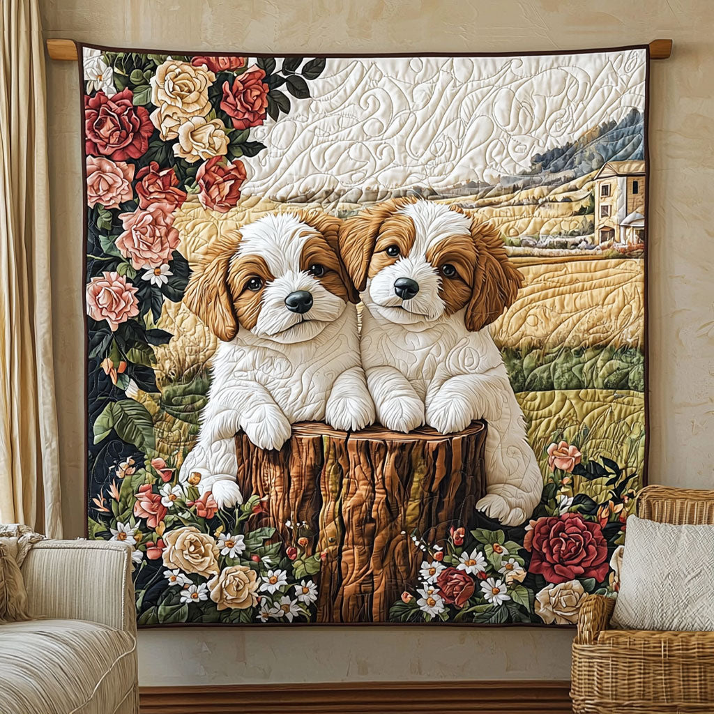 Dogs In Rose Garden QA0801011CL Quilt