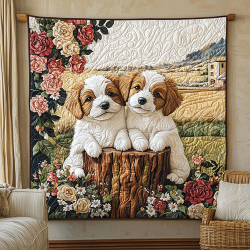 Dogs In Rose Garden QA0801011CL Quilt