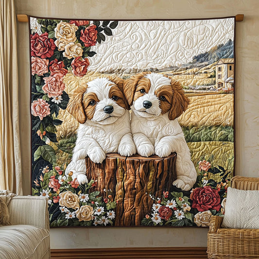 Dogs In Rose Garden QA0801011CL Quilt