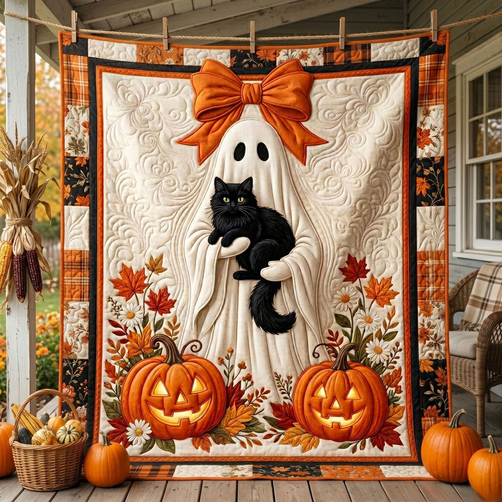 Ghost Holding Black Cat Halloween WN0905007CL Quilt