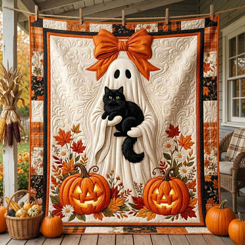 Ghost Holding Black Cat Halloween WN0905007CL Quilt
