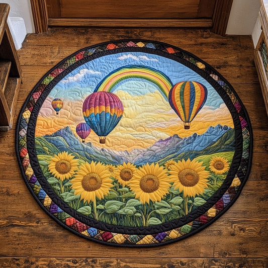 Rainbow Balloon Meadow CW1707045CL Quilted Round Mat