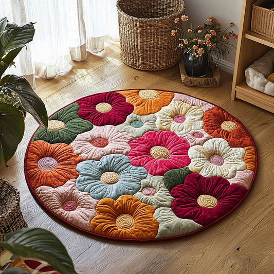 Blooming Flower QA0801024CL Quilted Round Mat