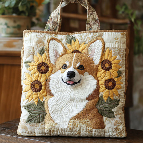 Flower Corgi CP0312305CL Quilted Tote Bag